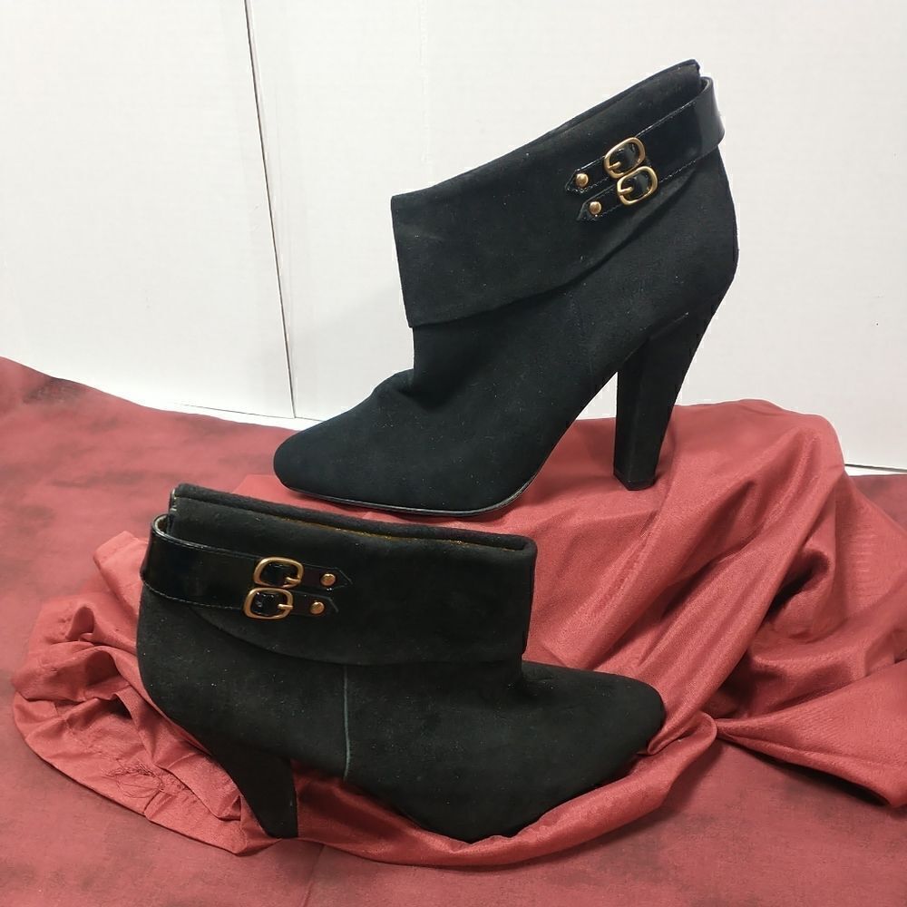 Steven By Steve Madden Ellusion Black Suede Leather Ankle Booties 10 M